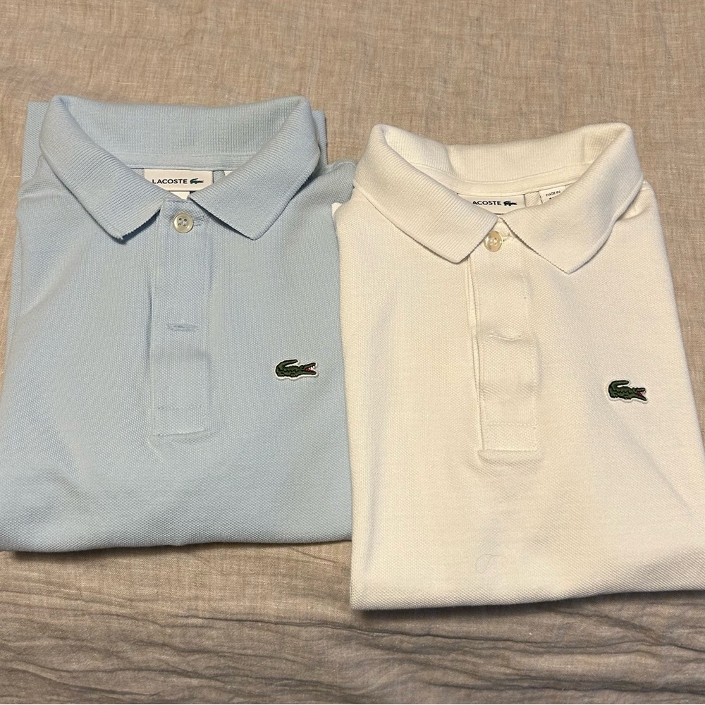 Lacoste Light Blue and White Kids Polo Shirts